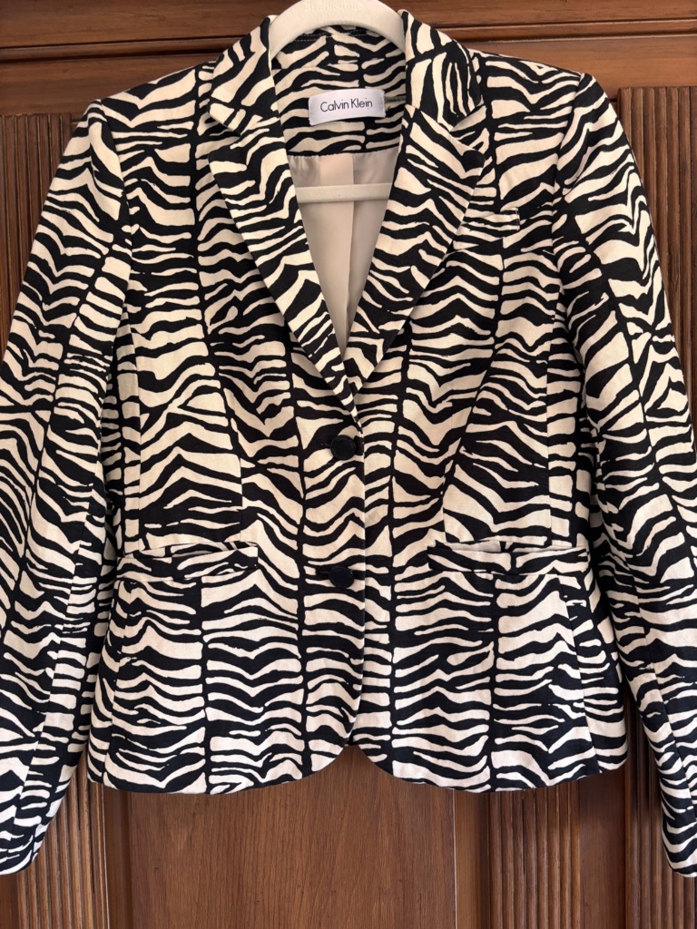 On Trend!  Lightweight Black & White Zebra Blazer by CALVIN KLEIN